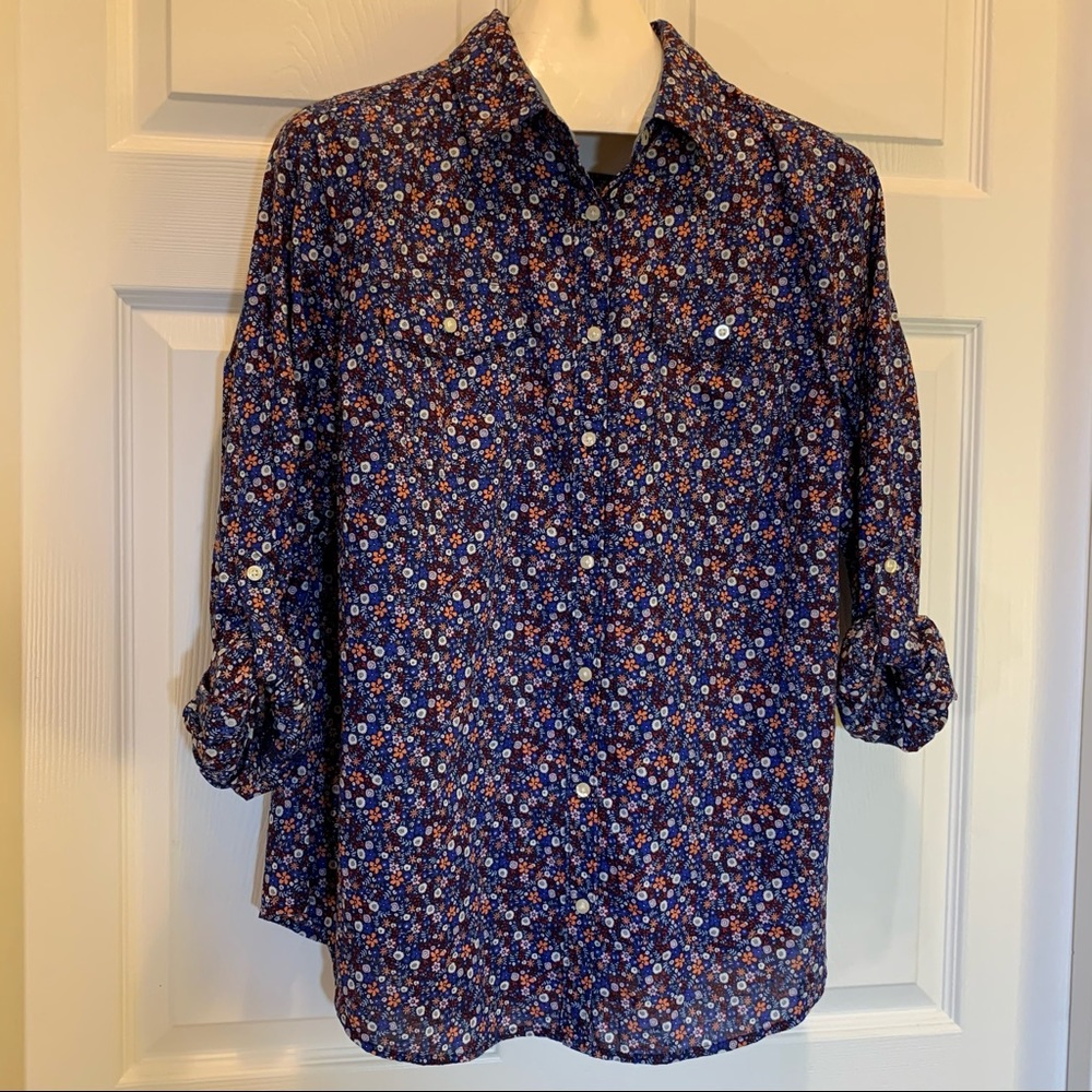St John’s Bay Blue Floral Top Size OX